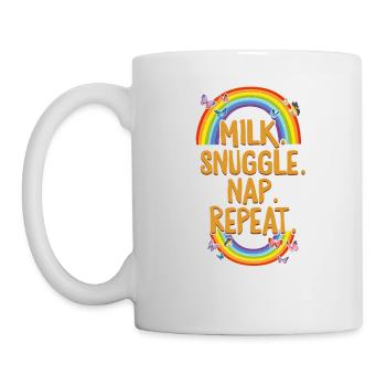 Napping Shirt, Milk Snuggle Nap Repeat, Funny - Mug - white - Left