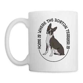 La maison est l’endroit où se trouve le Boston Terrier - Mug blanc - blanc - Gauche