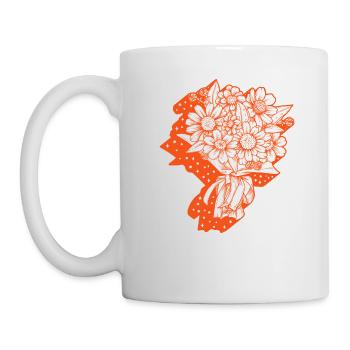 Floral Bouquet Shirt, Vintage Retro Flower Lover - Mug - white - Left
