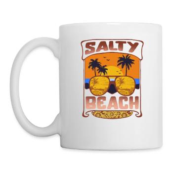 Chemise de lunettes de soleil Salty Beach, vacances en famille - Mug blanc - blanc - Gauche
