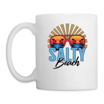 Chemise de lunettes de soleil Salty Beach, vacances en famille - Mug blanc - blanc - Gauche