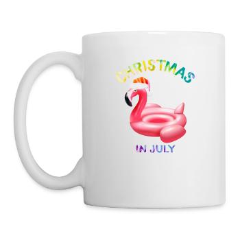 Weihnachten Im Juli Flamingo Schwimmring Weihnachtsmann - Tasse - Weiß - Links