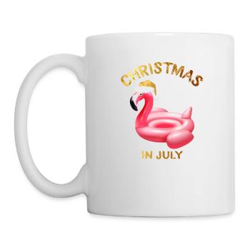 Christmas In July Flamingo Swimming Ring Santa - Mug - white - Left