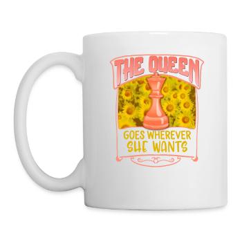 Schachliebhaber-Shirt, Königin geht, wohin sie will - Tasse - Weiß - Links
