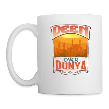 Deen over Dunya Hemd, muslimische Moschee beten Geschenk - Tasse - Weiß - Links