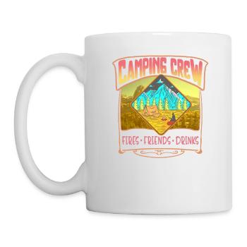 Chemise de l’équipage de camping, tente Fires Friends Drinks - Mug blanc - blanc - Gauche