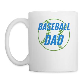 Baseballhemd, Baseball Dad Tee, Baseball Schläger - Tasse - Weiß - Links
