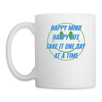 Chemise Positivity, Happy Mind Happy Life Tee, - Mug blanc - blanc - Gauche