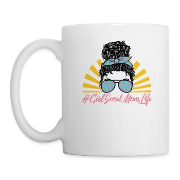 Chemise de maman, Girl Scout Mom Life Messy Bun Tee, - Mug blanc - blanc - Gauche