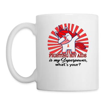 HIV AIDS Awareness Month Shirt, Dabbing Unicorn - Mug - white - Left
