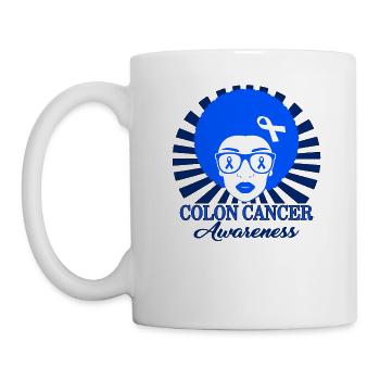 Chemise de sensibilisation au cancer du côlon, Graphique Black Girl - Mug blanc - blanc - Gauche