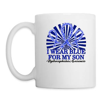 Chemise de sensibilisation à l’hydrocéphalie, je porte du bleu pour mon - Mug blanc - blanc - Gauche
