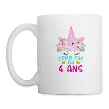 Enfant T Shirt 4 Ans Fille Anniversaire Cadeau - Mug - white - Left