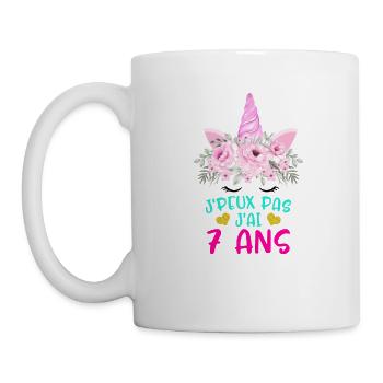 Enfant T Shirt 7 Ans Fille Anniversaire Cadeau - Mug - white - Left