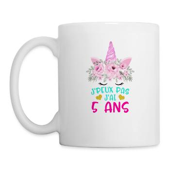 Enfant T Shirt 5 Ans Fille Anniversaire Cadeau - Mug - white - Left
