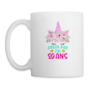 Enfant T Shirt 89 Ans Fille Anniversaire Cadeau - Mug - white - Left