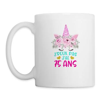 Enfant T Shirt 75 Ans Fille Anniversaire Cadeau - Mug - white - Left