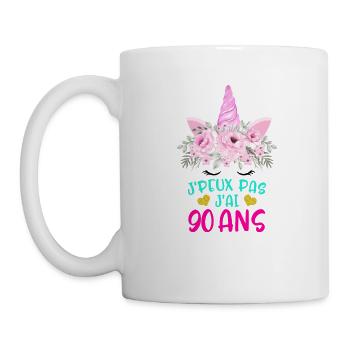 Enfant T Shirt 90 Ans Fille Anniversaire Cadeau - Mug - white - Left