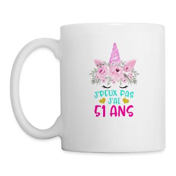 Enfant T Shirt 51 Ans Fille Anniversaire Cadeau - Mug - white - Left
