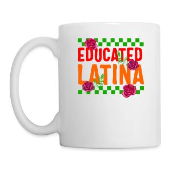 Mexicana Shirt, Educated Latina Rose Floral Women - Mug - white - Left