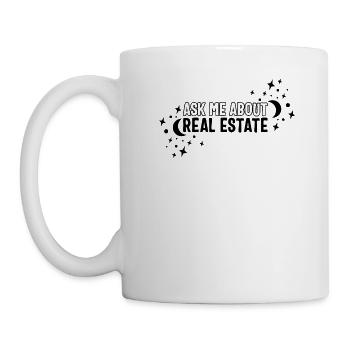 Immobilienmakler-Shirt, fragen Sie mich nach Immobilien - Tasse - Weiß - Links