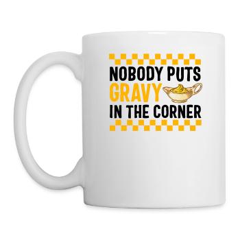 Thanksgiving-Shirt, niemand legt Soße in die - Tasse - Weiß - Links