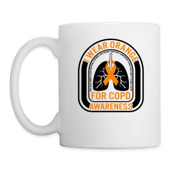COPD Awareness Shirt, ich trage orangefarbene Bandlungen - Tasse - Weiß - Links