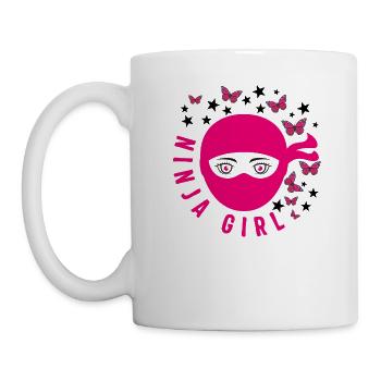 Karate Shirt, Ninja Girl Butterfly Tee, Fighter - Mug - white - Left