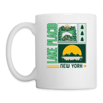 Chemise des montagnes Adirondack, Lake Placid New York - Mug blanc - blanc - Gauche