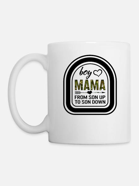 Mutterhemd, Junge Mama von Sohn bis Sohn unten - Tasse - Weiß