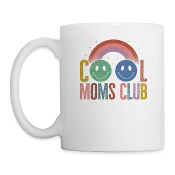 Mutter-Shirt, Cool Moms Club Regenbogen-Tee, - Tasse - Weiß - Links