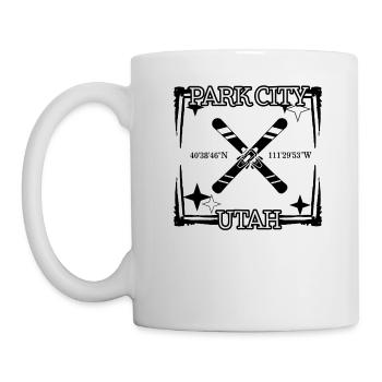 Ski Shirt, Park City Utah Mountain Skiing - Mug - white - Left