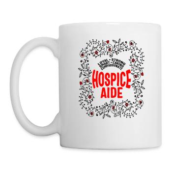 Hospice Shirt, Hospice Aide Floral Tee, - Mug - white - Left