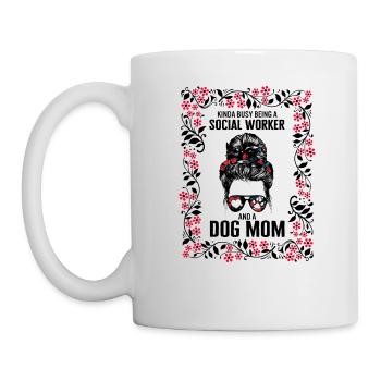 Chemise de travailleur social, travailleur social occupé et chien - Mug blanc - blanc - Gauche