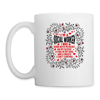 Sozialarbeiter-Shirt, ich wurde mit meinem Herzen geboren - Tasse - Weiß - Links