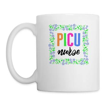 Nurse Shirt, PICU Nurse Floral Tee, Nurse Week - Tasse - Weiß - Links