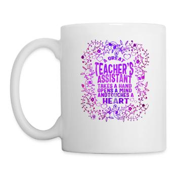 Teacher's Assistant Shirt, nimmt eine Hand offen ein - Tasse - Weiß - Links