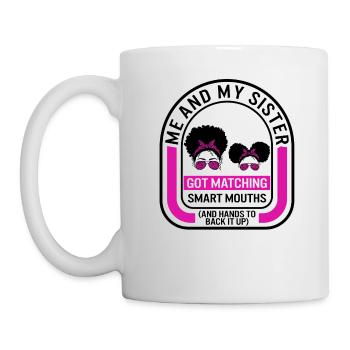 Sister Shirt, Me And My Sister Curly Hair Bun Tee - Mug - white - Left