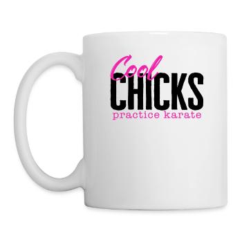 Karate Shirt, Cool Chicks Practice Karate Tee, - Mug - white - Left