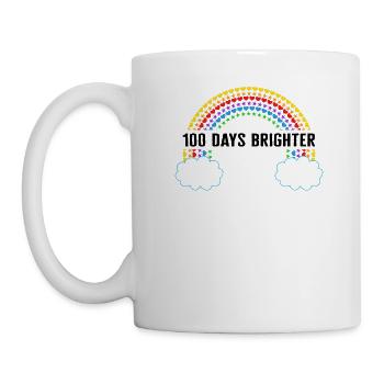 Schulshirt, 100 Days Brighter Rainbow Tee, Rücken - Tasse - Weiß - Links