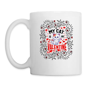 Chemise de Saint-Valentin, mon chat est mon chat de Saint-Valentin - Mug blanc - blanc - Gauche