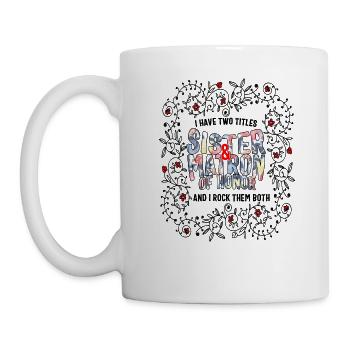 Sister Shirt, Sister And Matron Of Honor Floral, - Mug - white - Left