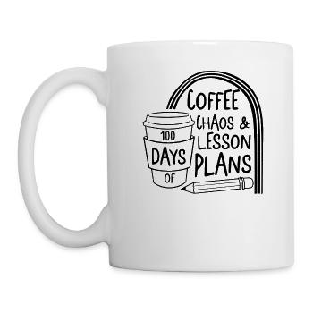 Chemise d’école, 100 jours de café chaos et leçon - Mug blanc - blanc - Gauche