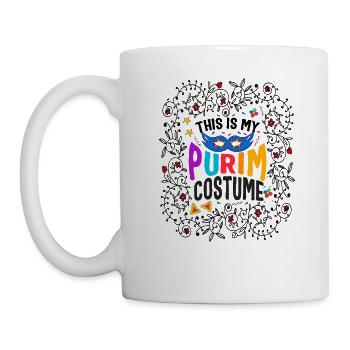 Purim Shirt, This Is My Purim Costume Floral Tee, - Mug - white - Left