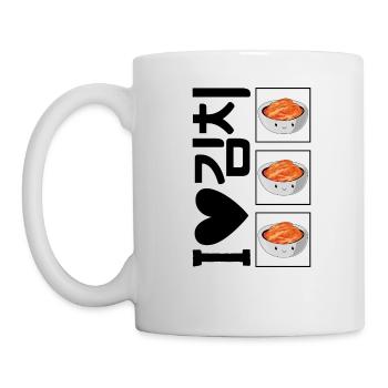 Korea Shirt, 김치 I Love Kimchi Hangul Tee, Koreanisch - Tasse - Weiß - Links