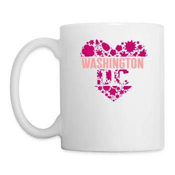 Washington DC Hemd, Kirschblüte Herz Blumen - Tasse - Weiß - Links
