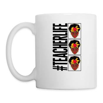 Black Lives Matter Shirt, Teacher Life Afro Curly - Mug blanc - blanc - Gauche