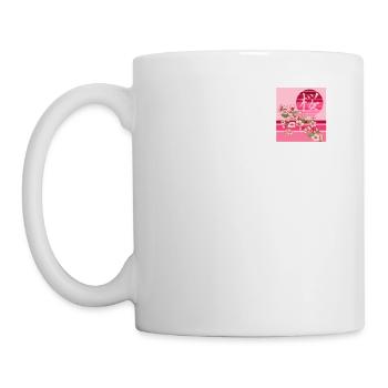 Cherry Blossom Shirt, Sakura Flowers Kanji Pocket - Mug - white - Left