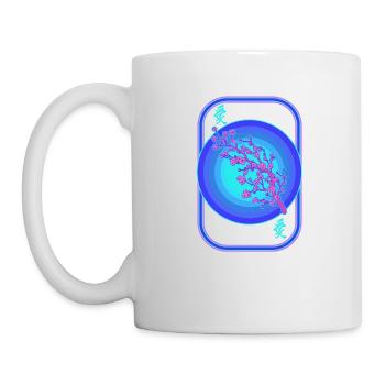 Cherry Blossom Shirt, Vaporwave Sakura Flowers - Mug - white - Left