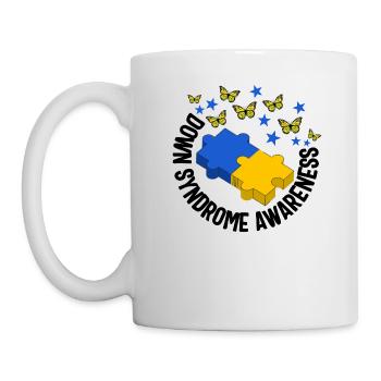 World Down Syndrome Day Shirt, Puzzleteile nach unten - Tasse - Weiß - Links